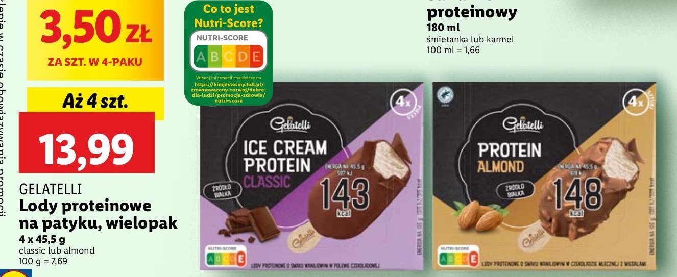 Lody classic Gelatelli protein promocja w Lidl