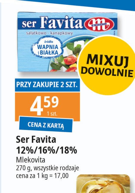 Ser sałatkowo-kanapkowy 18 % Mlekovita favita promocja w Leclerc