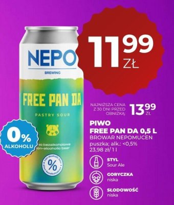 Piwo FREE PAN DA 0,5 L NEPO BREWING promocja w Duży Ben