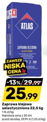 Zaprawa klejowa uelastyczniona 22,5 kg Atlas promocja w Bricomarche