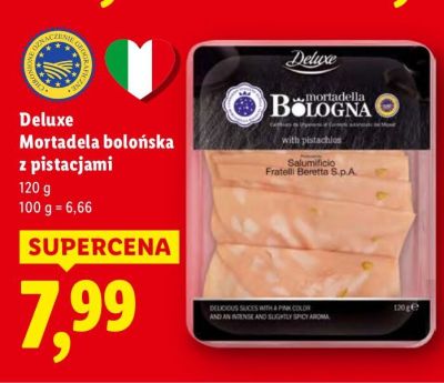 Mortadela bolońska z pistacjami Deluxe promocja w Lidl