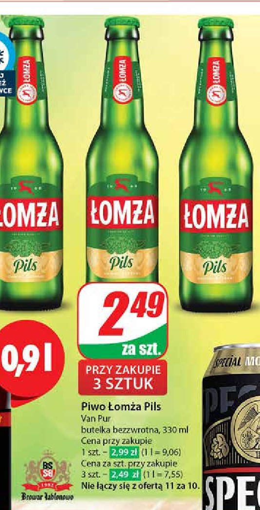 Piwo Łomża pils promocja w Dino