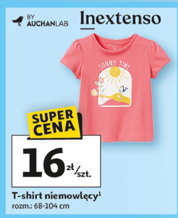 T-shirt niemowlęcy dziewczęcy 68-104 cm Auchan inextenso promocja w Auchan