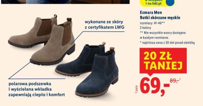 Botki skórzane męskie Esmara Men promocja w Lidl