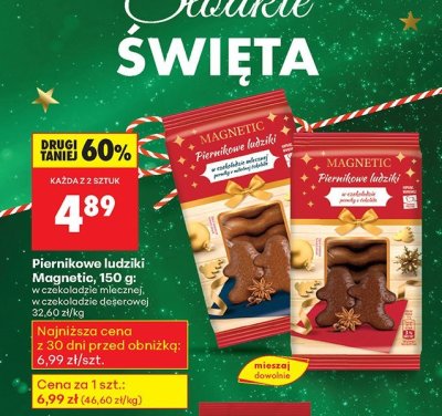 Piernikowe ludziki Magnetic, 150 g w czekoladzie deserowej promocja w Biedronka