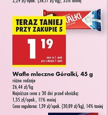 Wafelek mleczny Góralki promocja w Biedronka