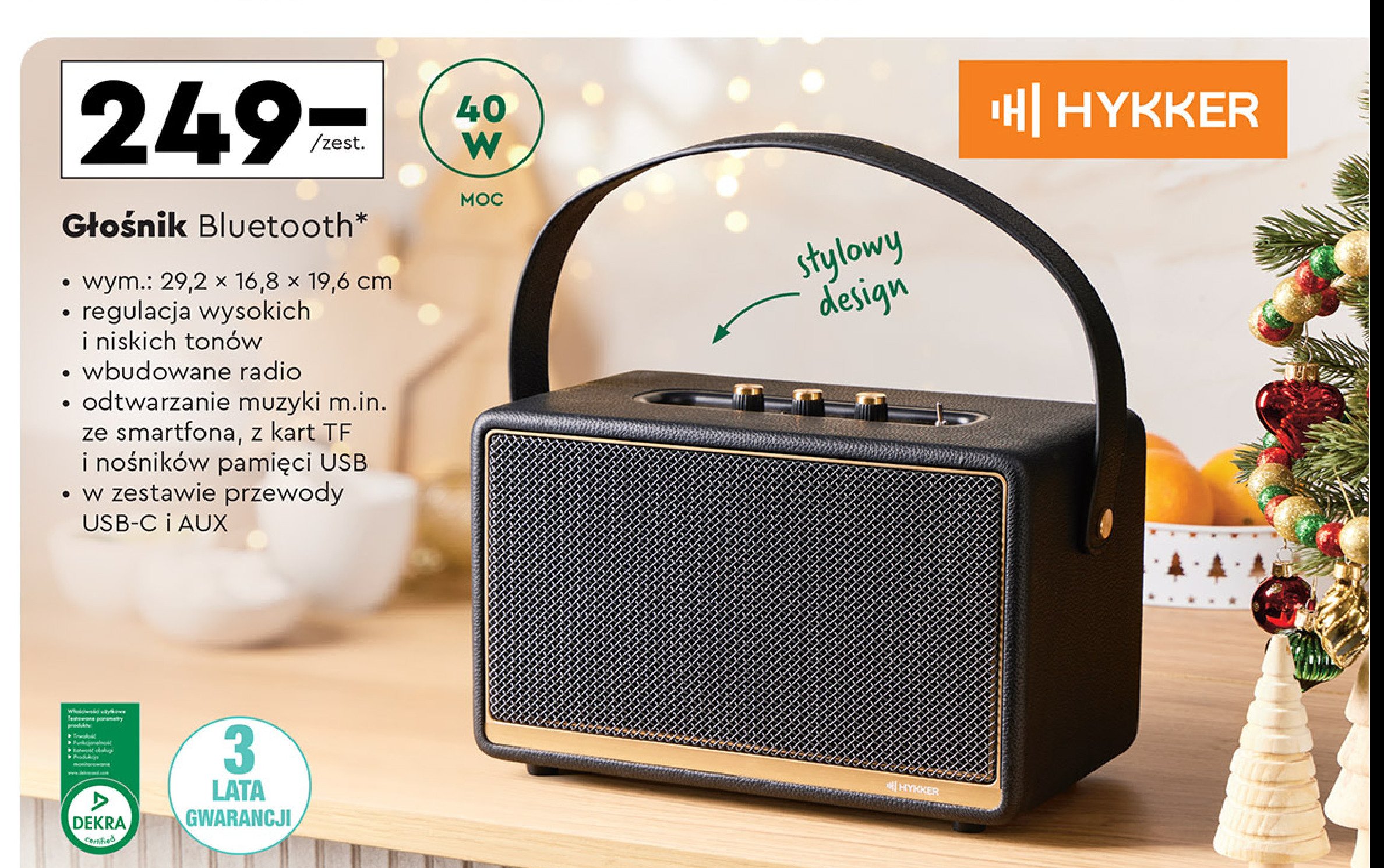 Głośnik bluetooth Hykker promocja w Biedronka