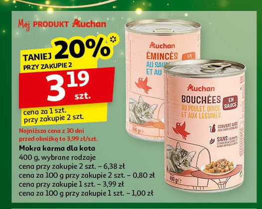 Karma dla kota kawałki w sosie Auchan promocja w Auchan