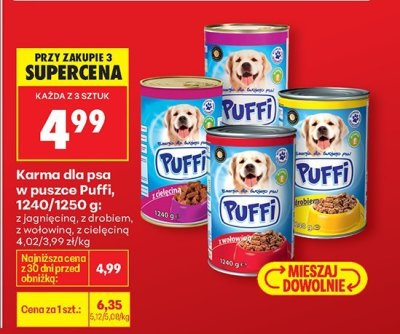 Karma dla psa w puszce Puffi, 1240/1250 g promocja w Biedronka