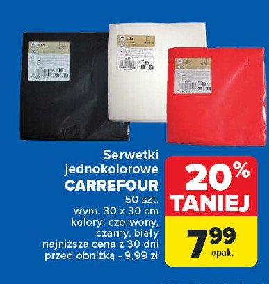 Serwetki 30 x 30 cm białe Carrefour promocja