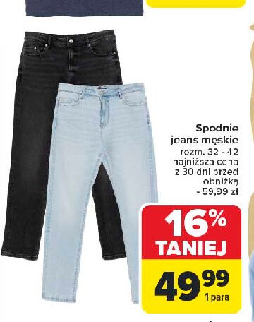 Spodnie męskie jeans 32-42 promocja w Carrefour