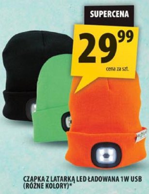 Czapka z latarką LED ładowalna 1W USB różne kolory promocja w Arhelan