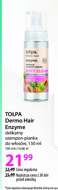 Szampon do w艂os贸w w piance soft clean To艂pa dermo hair enzyme promocja