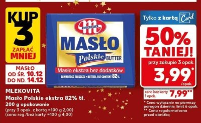 Masło polskie ekstra 82% tł. 200 g  promocja w Kaufland
