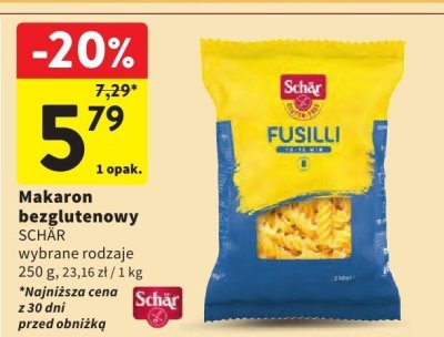 Makaron bezglutenowy SCHAR wybrane rodzaje promocja w Intermarche