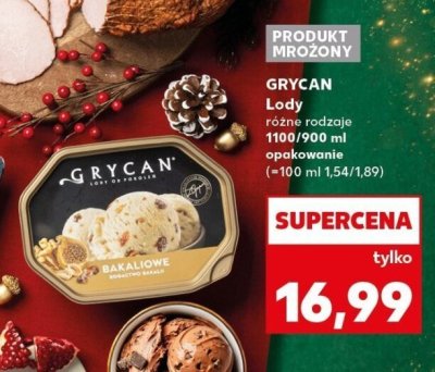 Lody Grycan różne rodzaje 1100/900ml opakowanie promocja w Kaufland