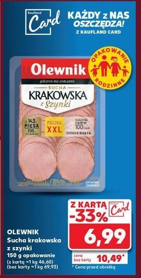 Kiełbasa krakowska sucha z szynki Olewnik promocja