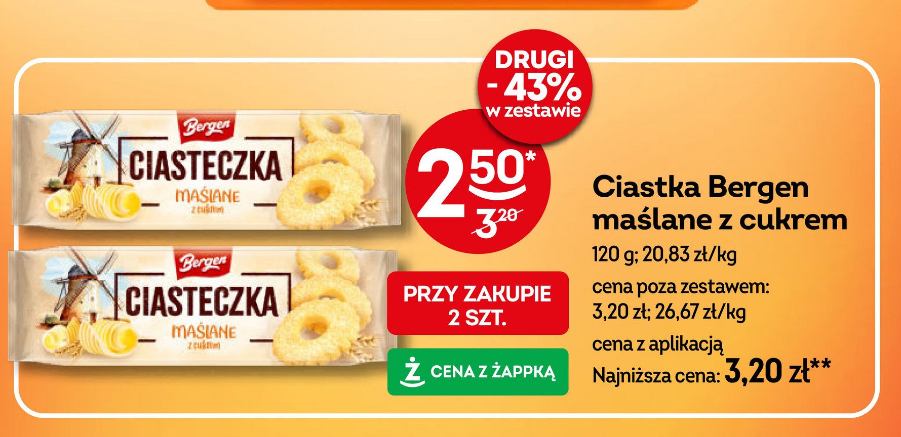 Ciastka maślane z cukrem Bergen promocja w Żabka