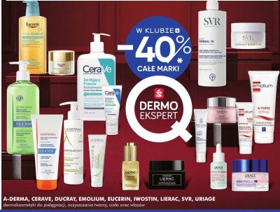 Dermokosmtyki do pielęgnacji, oczyszczania twarzy, ciała oraz włosów A-DERMA, CERAVE, DUCRAY, EMOLIUM, EUCERIN, IWOSTIN, LIERAC, SVR, URIAGE promocja w Super-Pharm