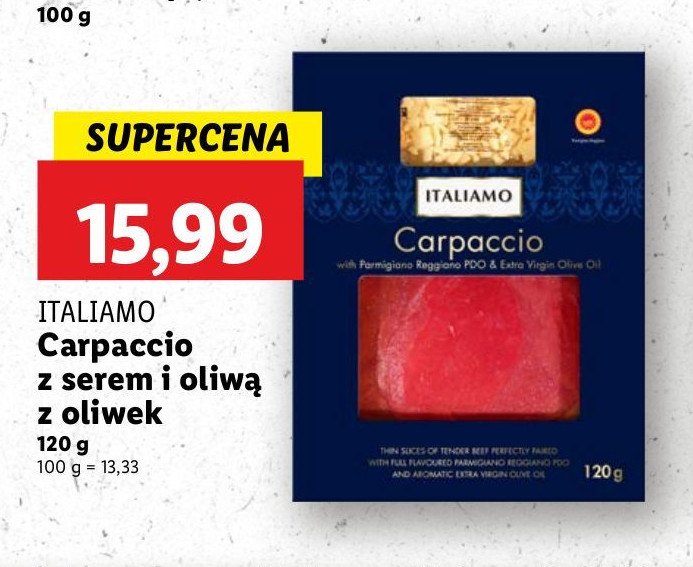 Carpaccio z oliwą i serem Italiamo promocja w Lidl