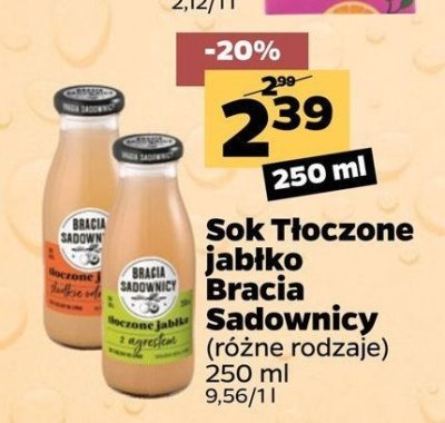 Sok tłoczony jabłkowy słodkie odmiany Bracia sadownicy promocja