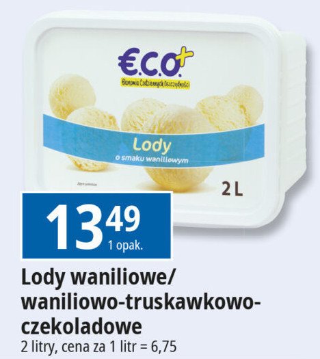 Lody waniliowe Eco+ promocja w Leclerc