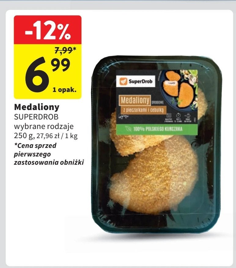 Medaliony drobiowe z pieczarkami i cebulką Superdrob promocja