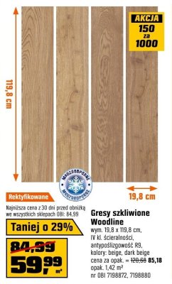 Gresy szkliwione Woodline promocja w OBI