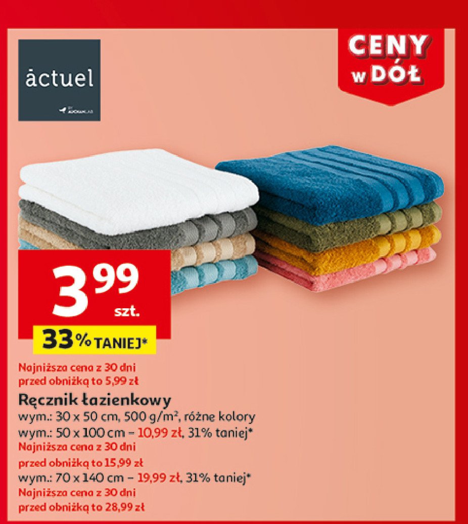 Ręcznik łązienkowy z bordiurą 30 x 50 cm Actuel promocja