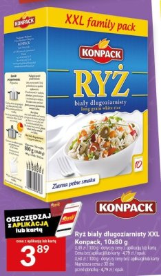 Ryż biały długoziarnisty XXL Konpack, 10x80 g promocja w Twój Market