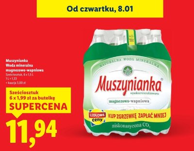 Woda mineralna magnezowo-wapniowa 6x1,5 l promocja w Lidl