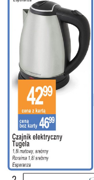 Czajnik elektryczny tugela Esperanza promocja