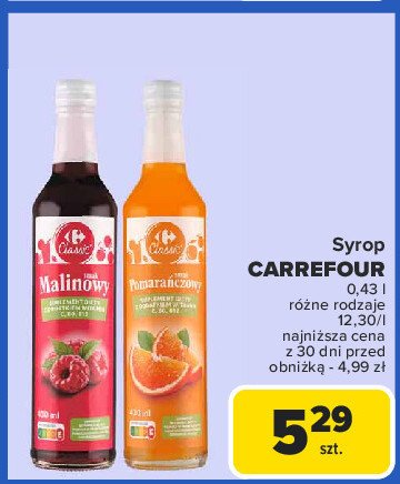 Syrop malinowy Carrefour classic promocja w Carrefour Market