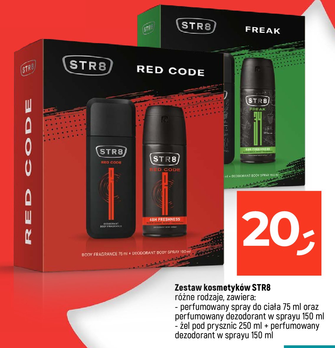 Zestaw w pudełku red code dezodorant 150 ml + dezodorant 75 ml Str8 zestaw promocja
