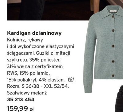 Kardigan dzianinowy szalwiowy melanż promocja w Tchibo