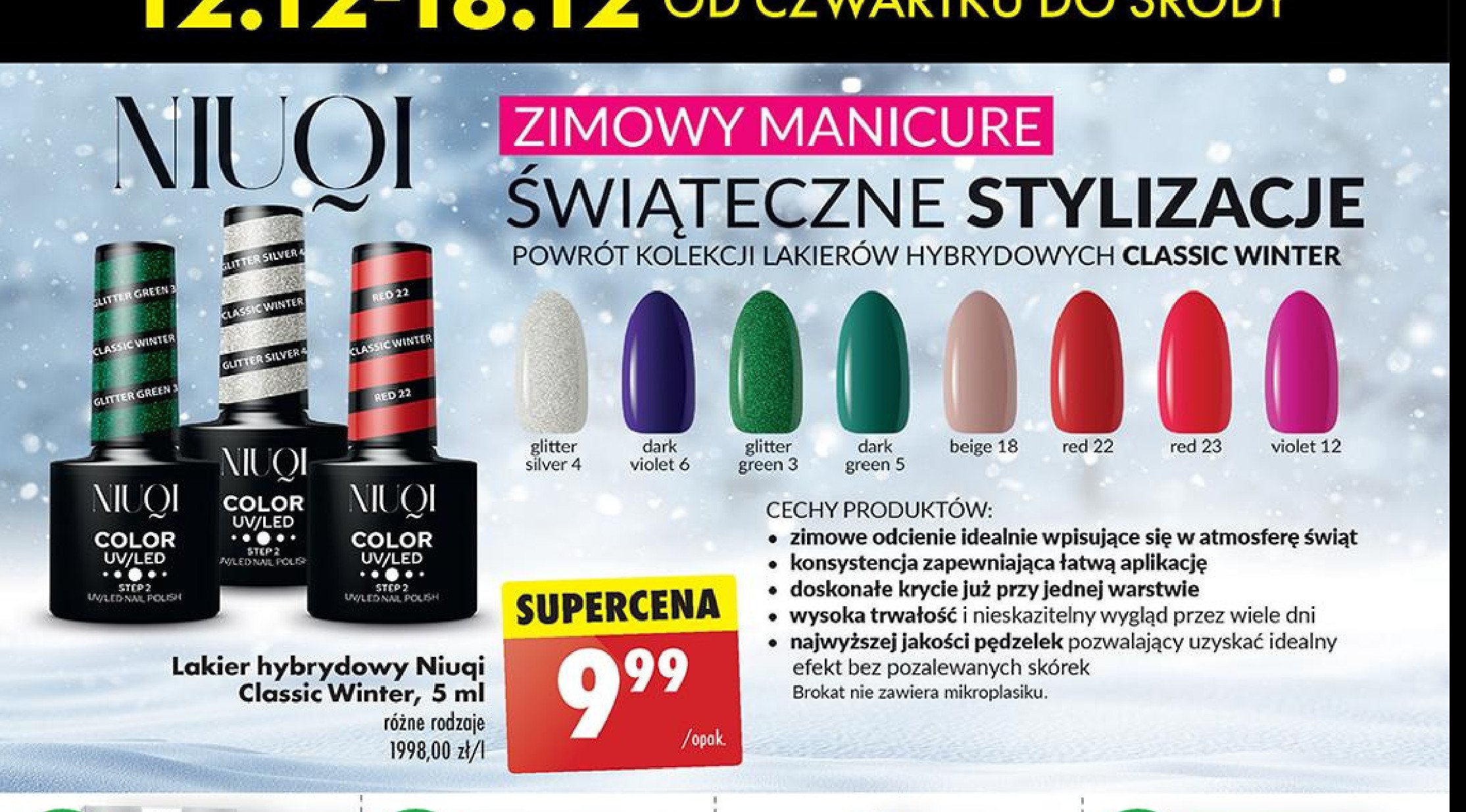 Lakier hybrydowy violet 12 Niuqi promocja w Biedronka