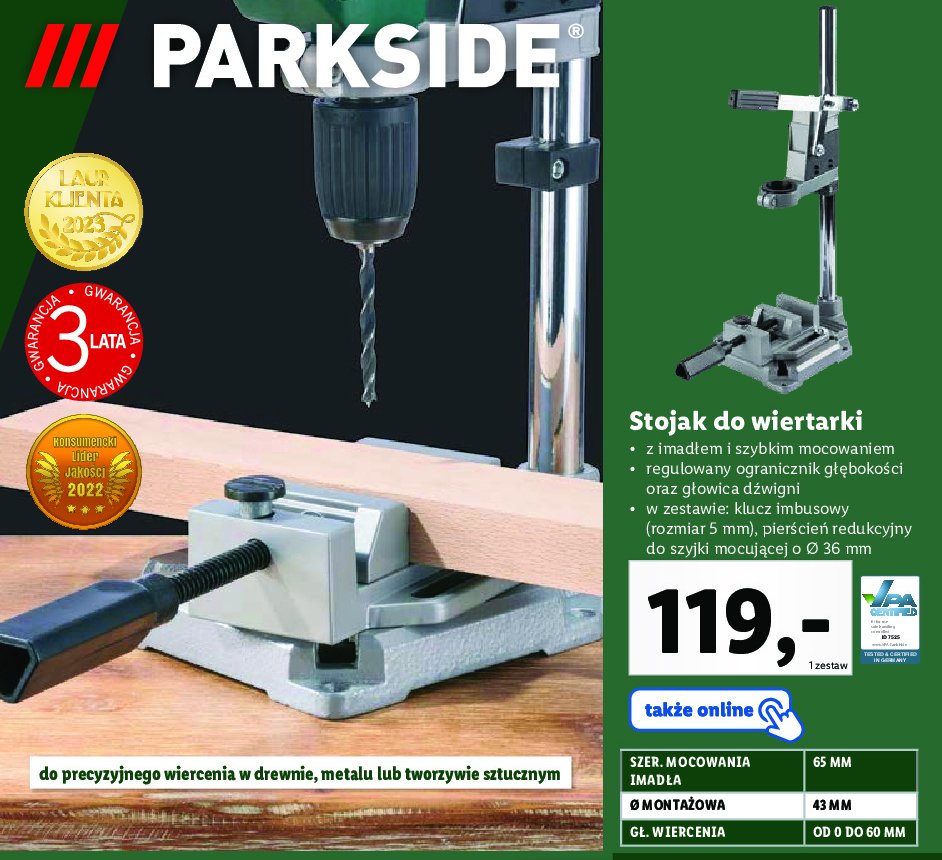 Stojak na wiertarkę Parkside promocja