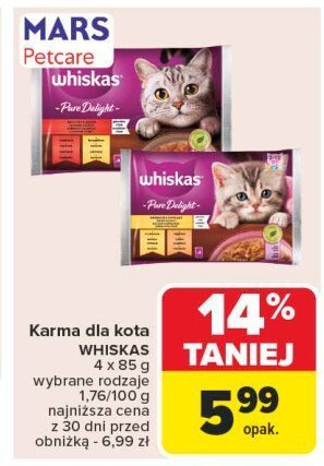 Karma dla kota soczyste kąski Whiskas pure delights promocja w Carrefour