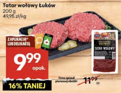 Tatar wołowy Łuków 200g promocja w Delikatesy Centrum