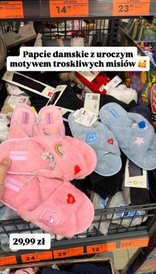 Papcie damskie Care Bears z motywem troskliwych misiów promocja w Biedronka