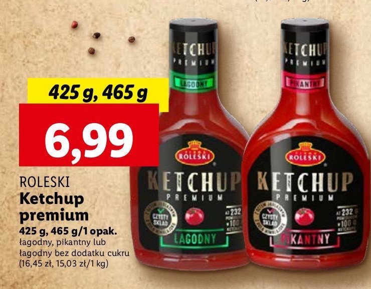 Ketchup pikantny premium bez dodatku cukru Roleski promocja