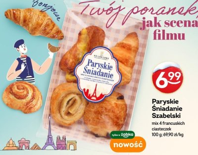 Pieczywo Paryskie Śniadanie Szabelski mix 4 francuskich ciasteczek promocja w Żabka