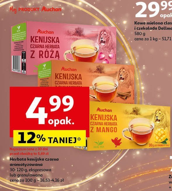 Herbata kenijska z cynamonem Auchan różnorodne (logo czerwone) promocja w Auchan