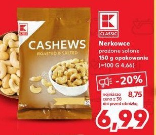 Orzechy nerkowca prażone i solone K-classic promocja