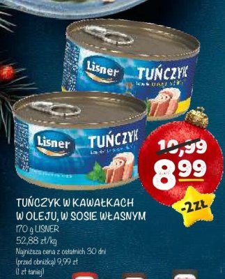 Tuńczyk w kawałkach w oleju w sosie własnym Lisner promocja w Arhelan