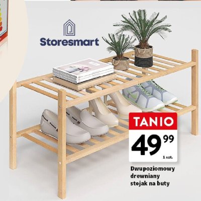 Stojak na buty dwupoziomowy drewniany promocja w Intermarche