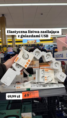 Elastyczna listwa zasilająca z gniazdami USB promocja w Biedronka