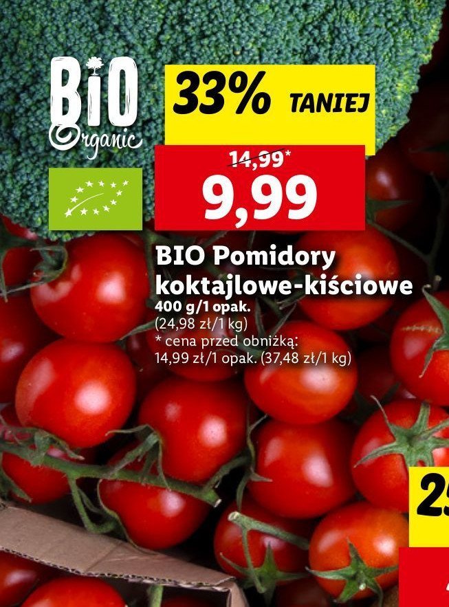 Pomidory koktajlowe kiściowe bio promocja