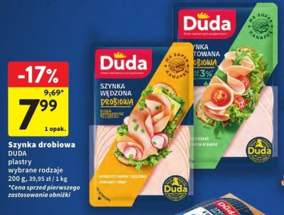 Szynka drobiowa DUDA plastry wybrane rodzaje promocja w Intermarche