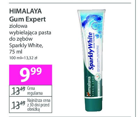 Pasta do zębów gum expert Himalaya herbals sparkly white promocja